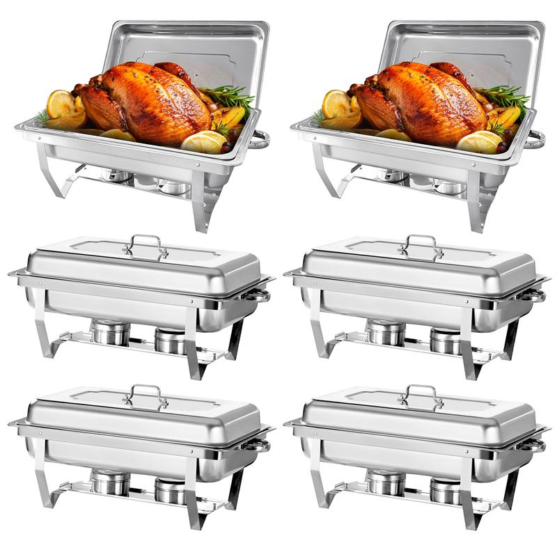 🔥 6-Pack Stainless Steel Chafing Dish Buffet Set
