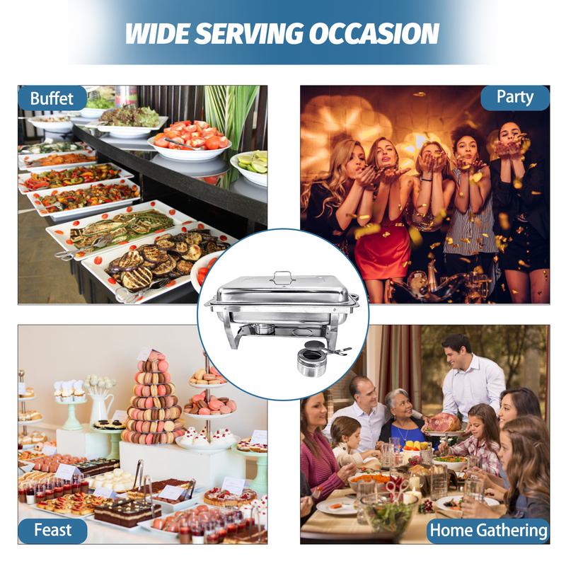 🔥 6-Pack Stainless Steel Chafing Dish Buffet Set